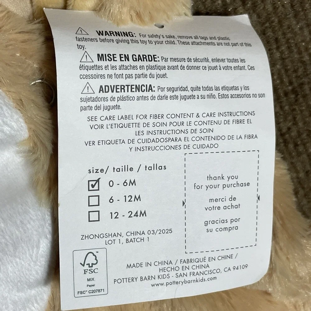 Pottery Barn‎ Kids Lion Costume 0-6 Mo Tan Plush Faux Fur Halloween Jumpsuit - Picture 7 of 7